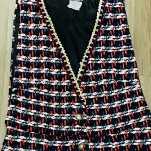 NWOT Striped Pattern Sleeveless Tweed Dress - Picture 4 of 4